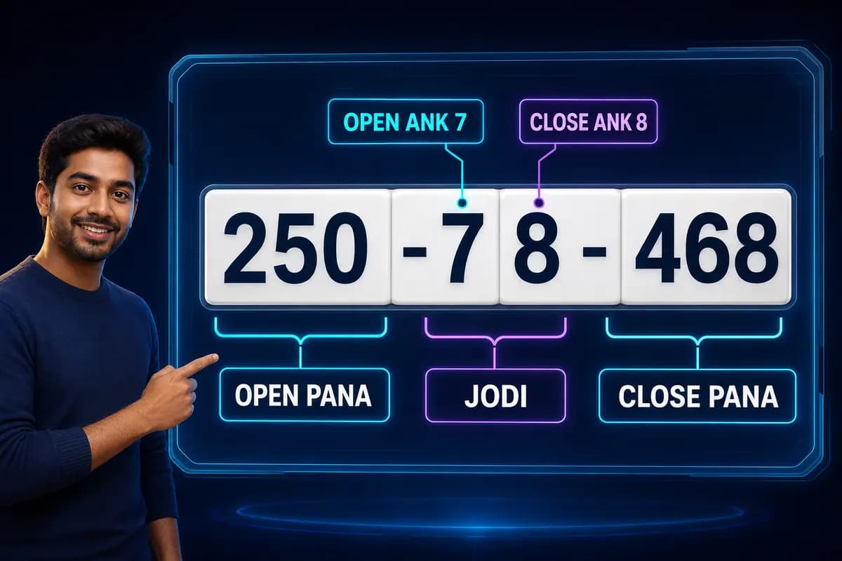 AI teaching board पर 250-78-468 में Open Pana Jodi Close Pana और दोनों Ank का संबंध