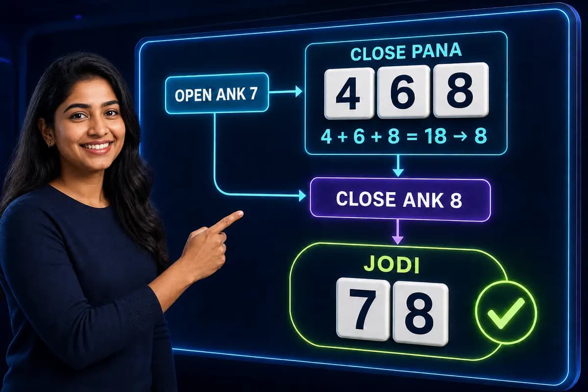 Female learner के साथ Close Pana 468 से Close Ank 8 और complete Jodi 78 की AI guide